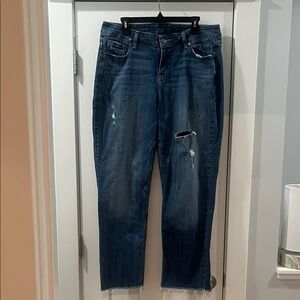 Lane Bryant Women's Distressed Straight Leg Jeans Size 14 Medium Blue Denim